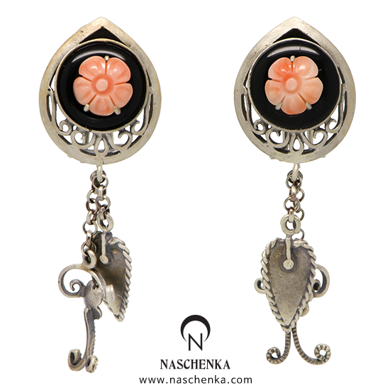나스첸카 줍줍 세일 블랙비비 사극 스타일 _ 오닉스  산호 귀걸이
