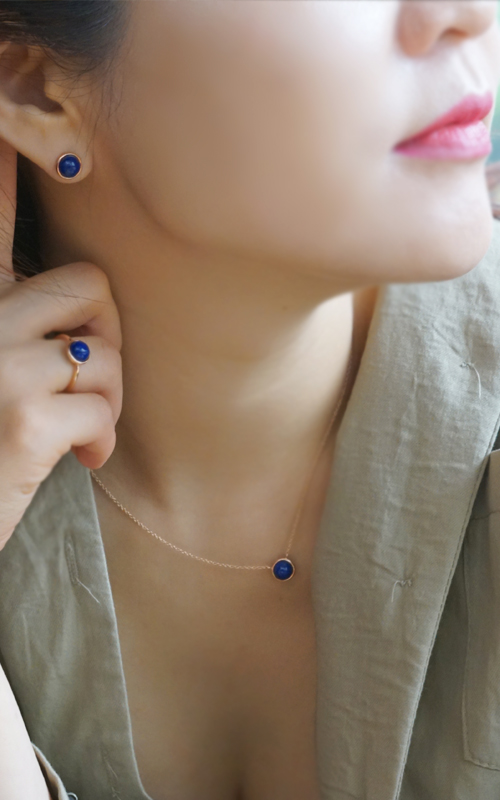 [나스첸카] 청금석 14K 닷 _ lapis lazuli  14K 청금석 귀걸이