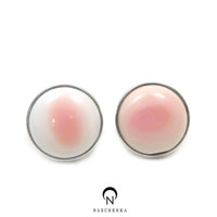 [나스첸카] 예쁜 핑크닷 DOT [실버 수공예 콩크쉘 귀걸이]