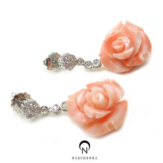 [나스첸카] 핑크 밀라노: 6.75 g [실버 수공예 산호 귀걸이]