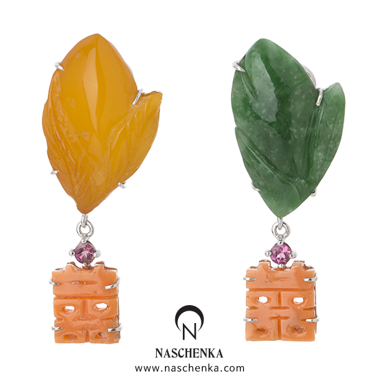 [나스첸카] 아모르 파티 2 _ 비취 귀걸이 호박 귀걸이 산호 귀걸이