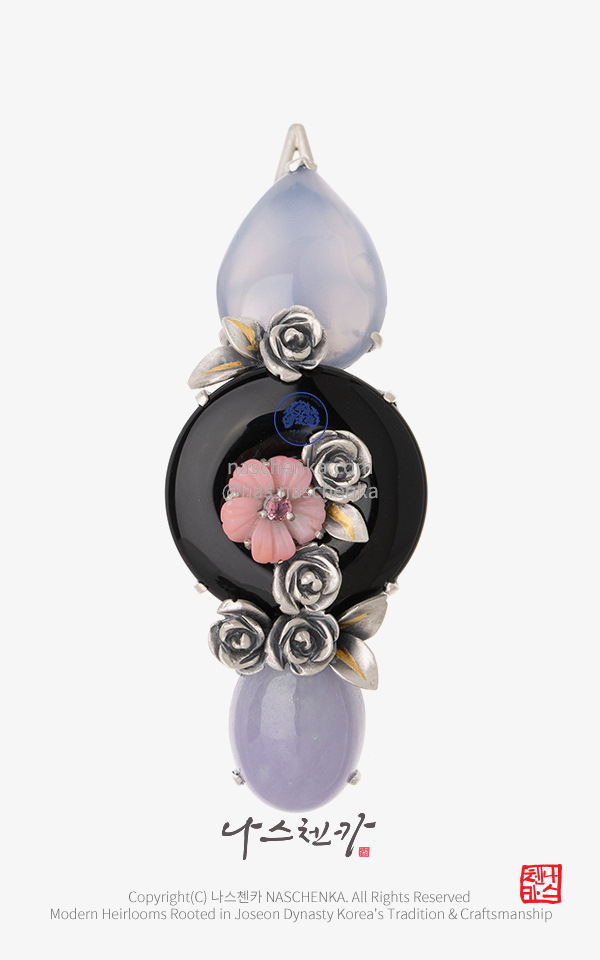 [나스첸카] 사랑의 완전체_ 비취 은 명품 헤어핀