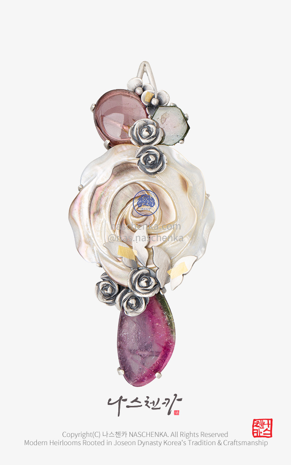 [나스첸카] 애기씨 머리핀 2 _ 자마노 비취 은 명품 헤어핀