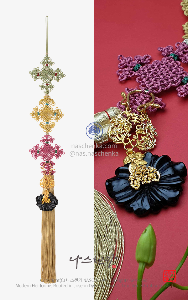 [나스첸카] 사방 확장 매듭 – 사방에서 복과 길운이 들어오는 의미와 호랑이 운수  _ 명품 명주실 노리개 