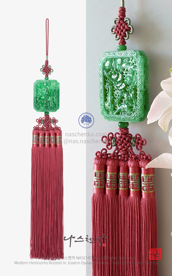 [나스첸카] 프리미엄 실크 비취 십장생 오봉 노리개 