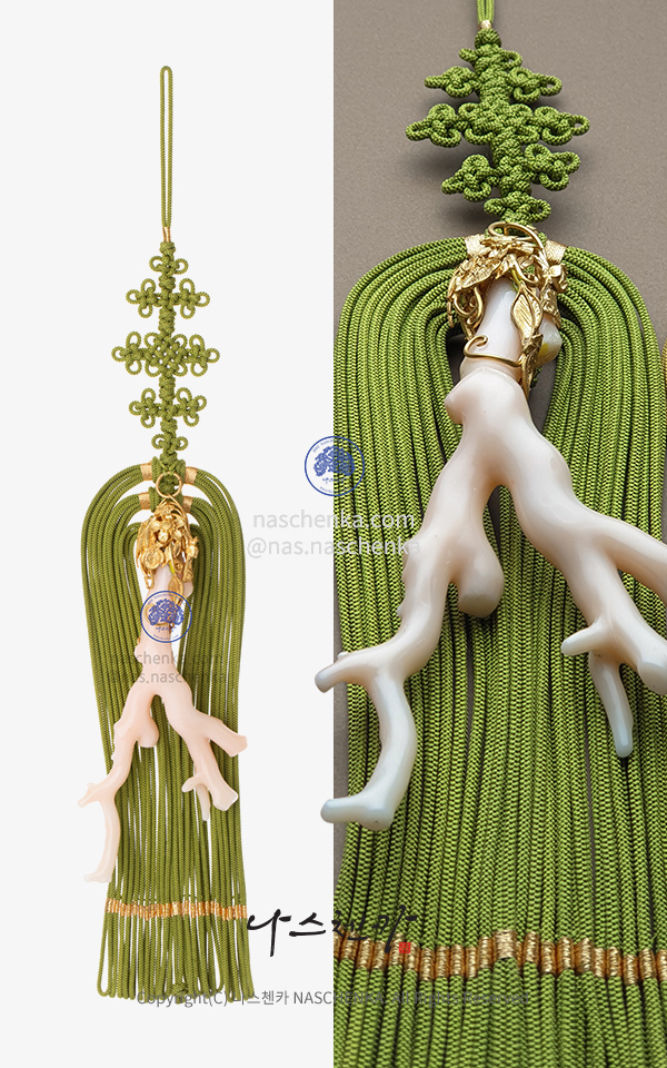 [나스첸카] 한복 전통 산호 노리개 _ 명주 낙지발 노리개 