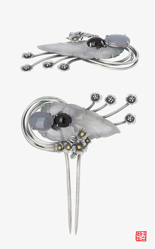 [나스첸카] tvN 철인왕후 협찬 뒤꽂이 _ 비취와 바람과 시 3 _ 가로형 옥뒤꽂이 옥비녀 비취뒤꽂이 혼주뒤꽂이 한복악세사리