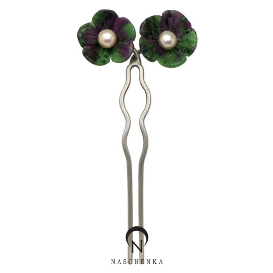 [나스첸카] MBC 옷소매 붉은 끝동_복사꽃 필무렵 [실버 수공예 루비조이사이트 뒤꽂이] _ 한복 머리장식