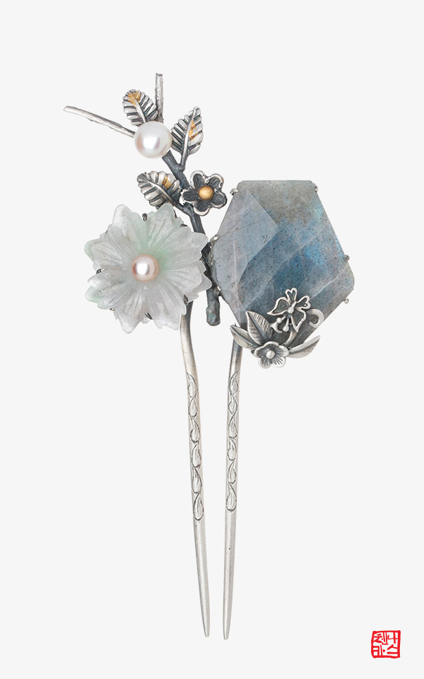 [나스첸카] tvN 철인왕후 협찬_춤추는 나무 _ 비취 뒤꽂이 레브라도라이트 뒤꽂이 쪽진머리비녀