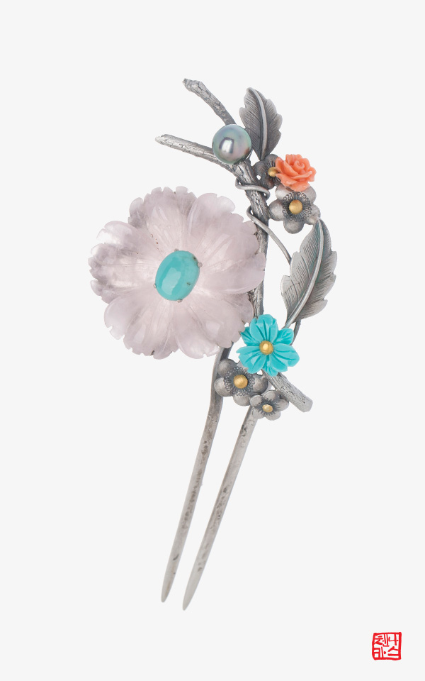 [나스첸카] tvN 철인왕후 협찬 _ 금화 5 _ 장미석뒤꽂이 옆꽂이 한복악세사리 전통장신구