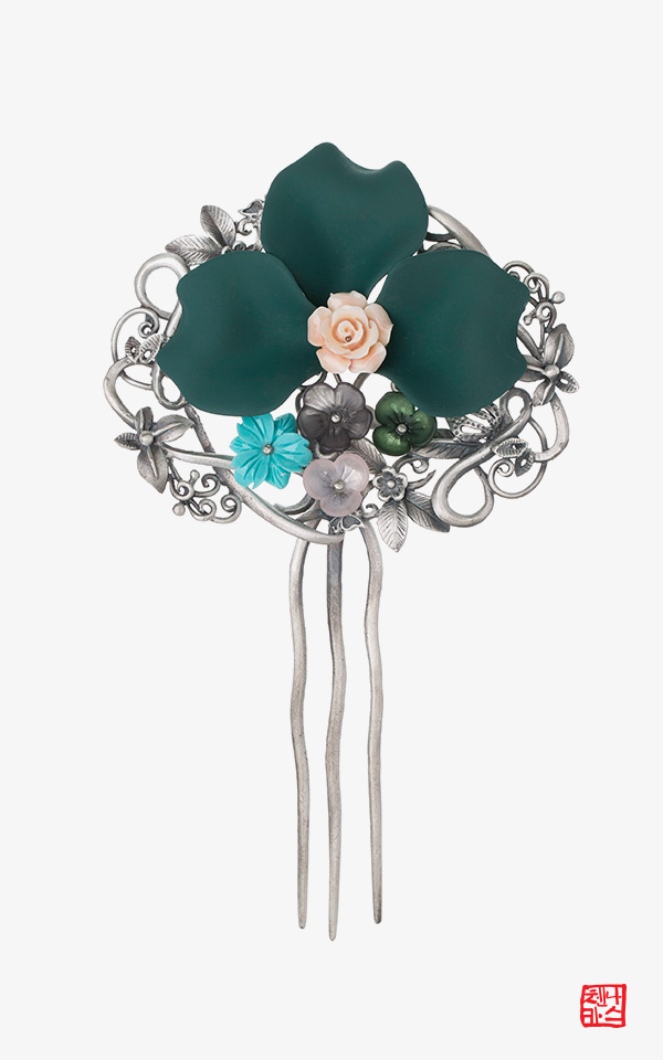 [나스첸카] tvN 철인왕후 협찬 _ 무광 아우라 _ 은뒤꽂이 한복악세사리 전통장신구