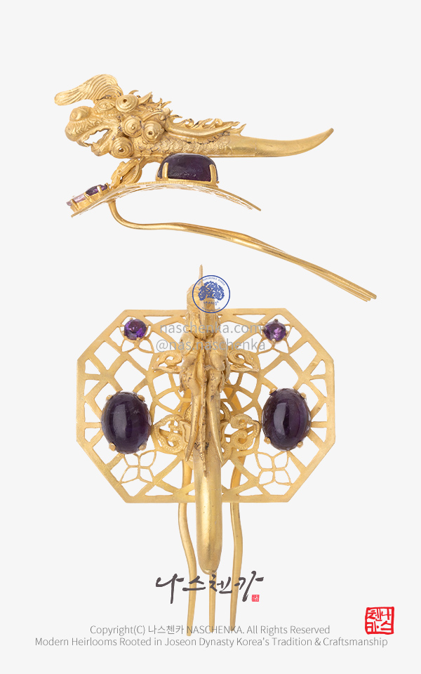 [나스첸카] 티아라 용 첩지 NASCHENKA 첩지형 용 티아라 (Dragon Tiara Hair Ornament) Traditional Korean Jeweled Tiara Inspired by Joseon Dynasty 