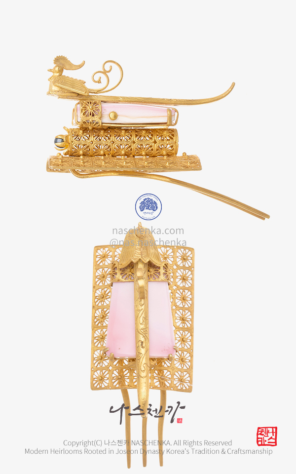 [나스첸카] 콩크쉘 양탄자를 탄 티아라 봉황 첩지 NASCHENKA 첩지형 봉황 티아라 (Pheonix Tiara Hair Ornament) Traditional Korean Jeweled Tiara Inspired by Joseon Dynasty