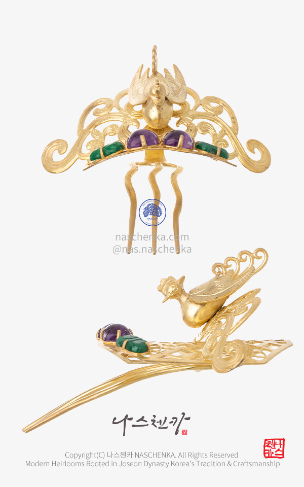 [나스첸카] 티아라 봉황 첩지 NASCHENKA 첩지형 봉황 티아라 (Phoenix Tiara Hair Ornament) Traditional Korean Jeweled Tiara Inspired by Joseon Dynasty