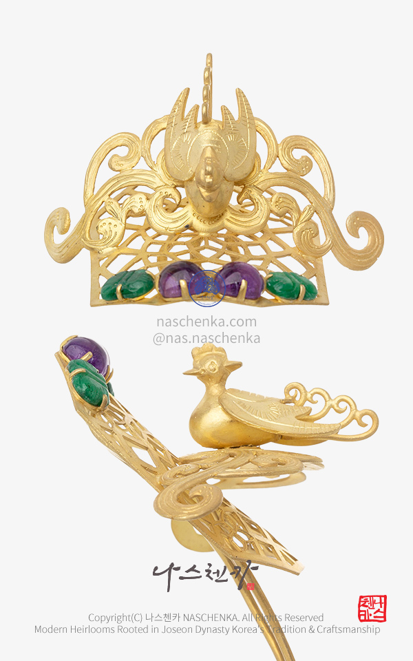 [나스첸카] 티아라 봉황 첩지 NASCHENKA 첩지형 봉황 티아라 (Phoenix Tiara Hair Ornament) Traditional Korean Jeweled Tiara Inspired by Joseon Dynasty