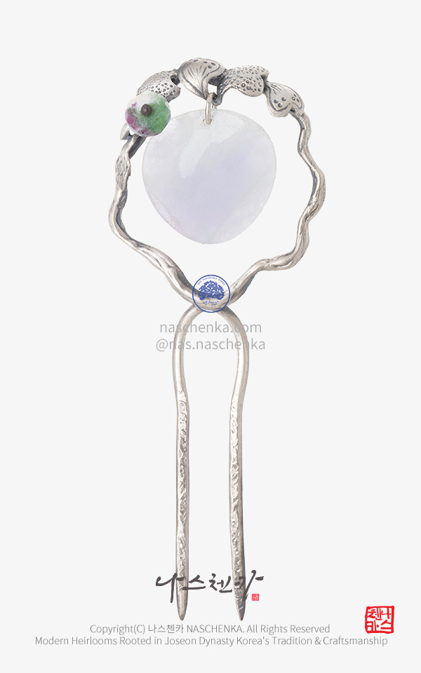 [나스첸카] Midnight Blossom 미드나잇 블로섬_ 은 뒤꽂이 _ 한복 헤어핀 Korea hair pin 