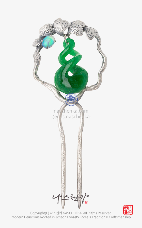 [나스첸카] Midnight Blossom 미드나잇 블로섬_ 은 뒤꽂이 _ 한복 헤어핀 Korea hair pin 