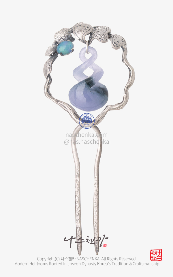 [나스첸카] Midnight Blossom 미드나잇 블로섬_ 은 뒤꽂이 _ 한복 헤어핀 Korea hair pin 