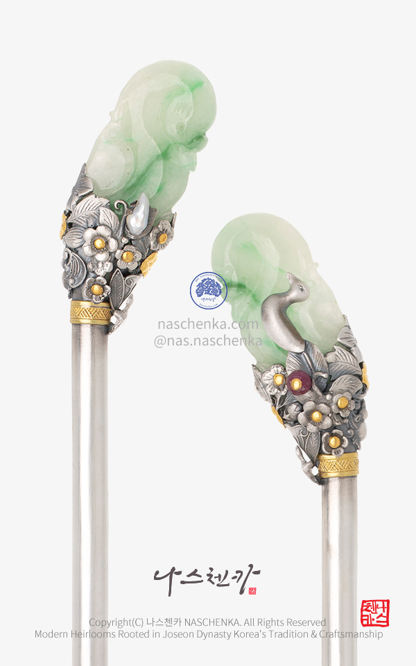 23.3 cm 쪽머리 한복 전통 사극 쪽머리 비녀 [나스첸카] 내 비녀는 내가 챙긴다 4 _ 은비녀 입문용 비취 옥 Binyeo 