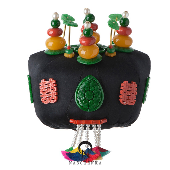 [나스첸카] 비취 산호 호박 보석 전통 족두리 [전통 족두리]