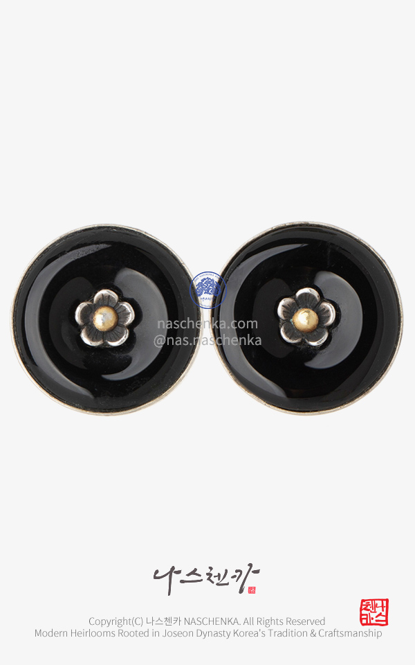 [나스첸카] [NASCHENKA] 오닉스 실버 수공 남성 관자 (한쌍)