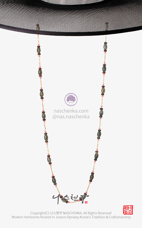 [나스첸카] Saja K-Gat Strap Necklace | 사자 K-갓끈 비취 옥 Jade Necklace 목걸이 2